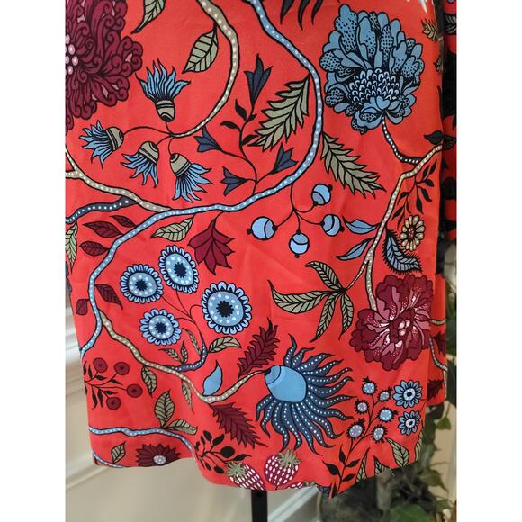Ann Taylor Loft Dress Womens Petite 0P Red Floral Long Sleeve Mini Career Party - Picture 5 of 10